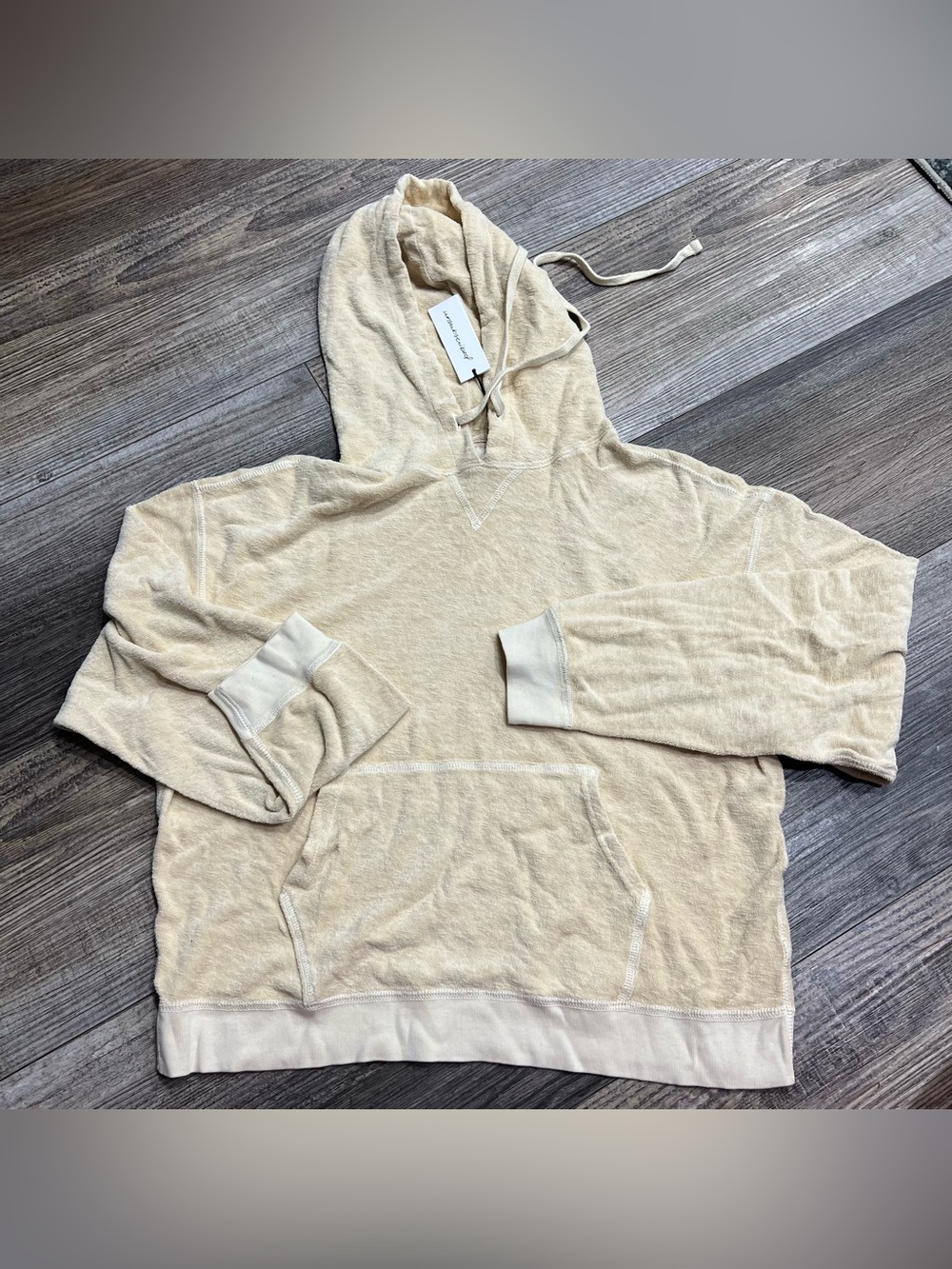 Unsubscribed NWT Terry Cloth Hoodie Cream Size M Oversized Boho